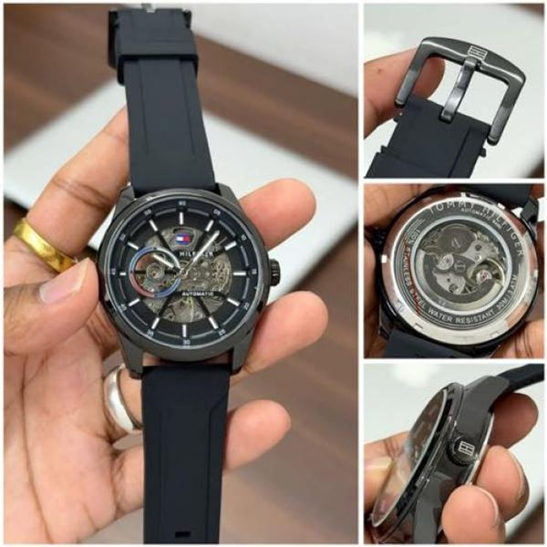 TOMMY HILFIGE SILICON SKELETON AUTO ALL BLACK 988