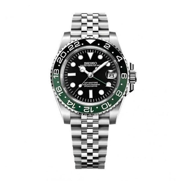 SEIK O GMT MASTER 2 SPRITE EDITION BACK OPEN SWISS MOVEMENT WORKING LIKE AUTO 495