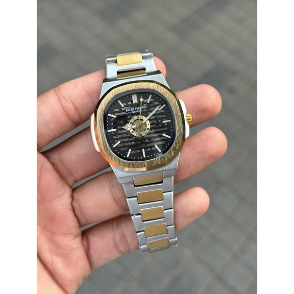 Patek Phillip e Nautilus Automatic Skeleton Gold Two Tone Black