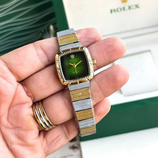 ROLLEX CELLINI GOLD TT GREEN DAIL LADIESWACH