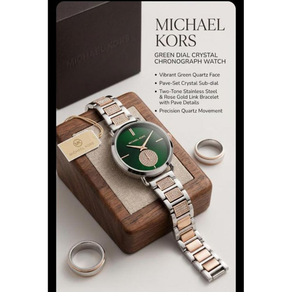 Micheal kors portia diamond silver green 156