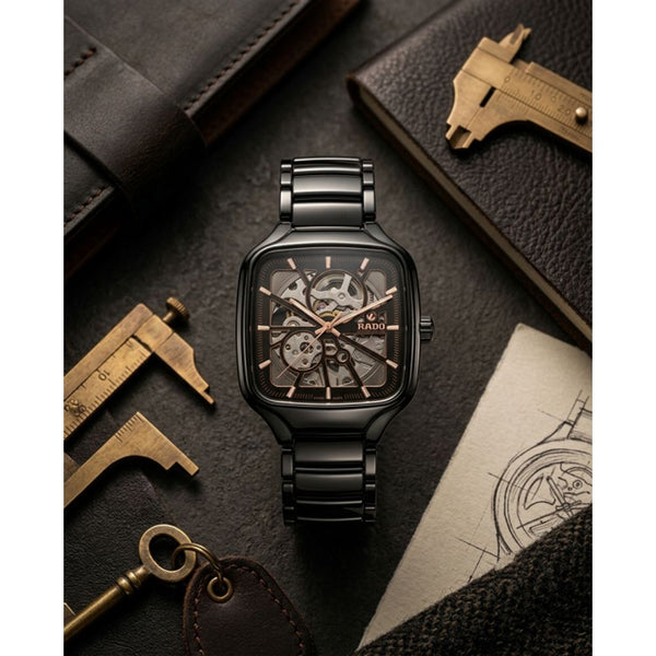Raado True Square Automatic Open Heart Black