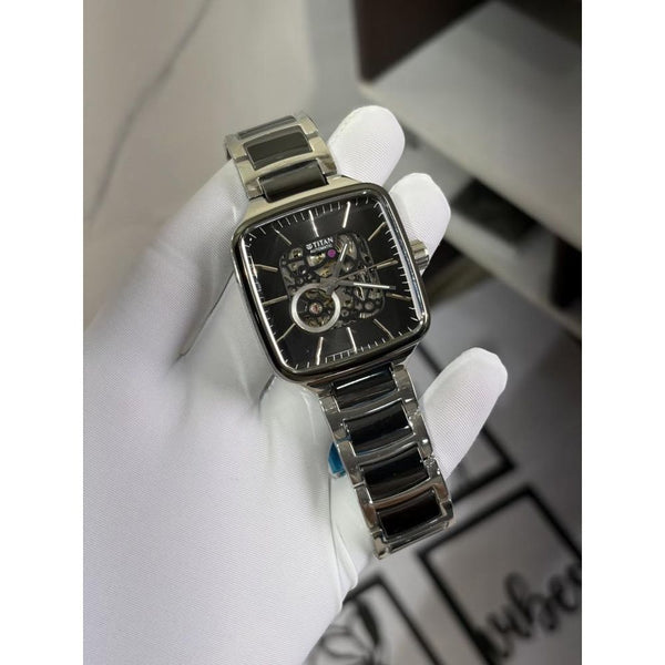 TITA AN CERAMIC FUSION SKELETON AUTOMATIC RICH BLACK MENS HVY 1166