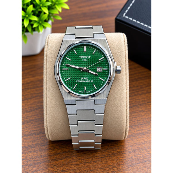 TISOT PRX QUARTZ GREEN TEXTURE DIAL AT358
