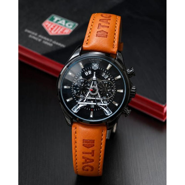 Tag Heuee_r Carrera Paris EiffelTower Leather Brown-Black