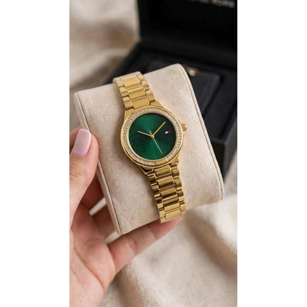 Tummy Hilfigher Women Gold Green Dial