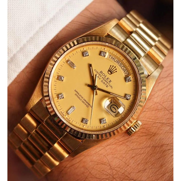 ROLLEX DAY DATE GOLD GOLD DIAMOND NUMBER AUTOMATIC HEAVY 461
