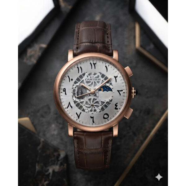 Cartire Baloon Leather Chronograph Brown Copper White Dial