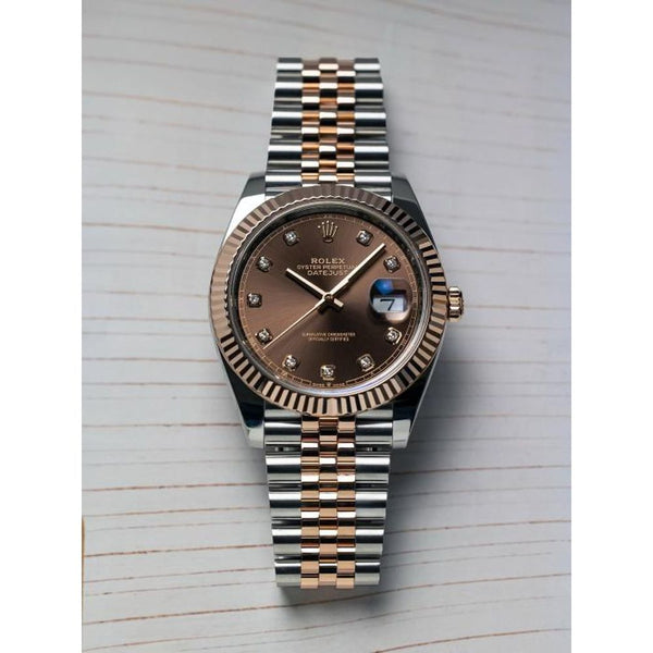 Rolee_x Oyster Perpetual Date Just 2Ton Copper Brown Diamond