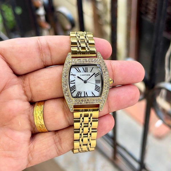 Cartieer Tortue Roman Numeral Gold White Dial (112)