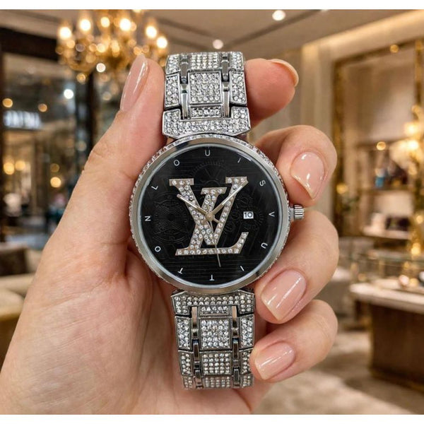 LOIUS VUTTON SILVER-BLACK WATCH FOR HER 1088