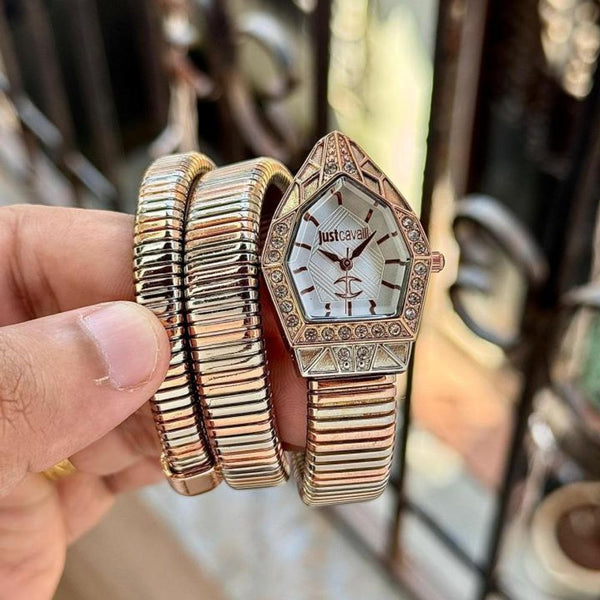 JUST CAVALLI ROSE-SILVER CRYSTAL WATCH FOR HER 1033