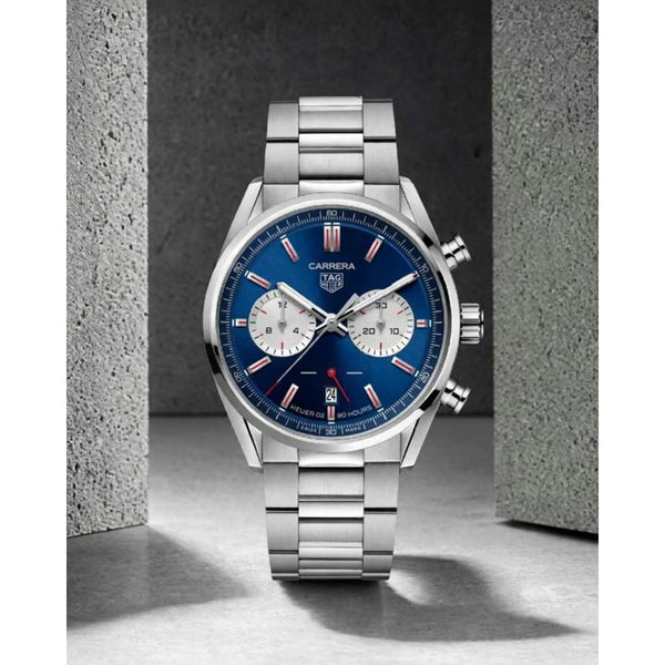 Tag heuuer Carrera white Chronograph silver blue white crnografh