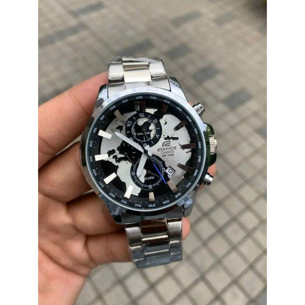 EDIFICE CASIO MAP WATCH SILVER