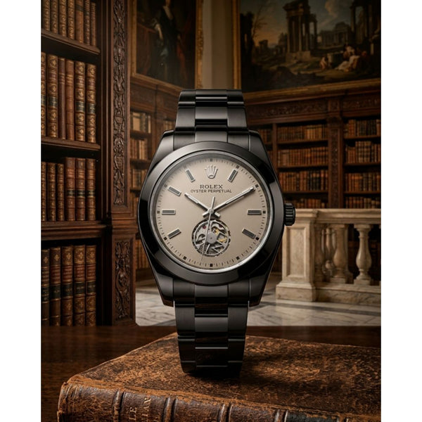 Rollex Oyster Perpetual automatic Tourbillon Black Grey Dial