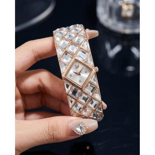 SWAROVSK CURIOSA CRYSTAL BRACELET WATCH ROSE WHITE 591
