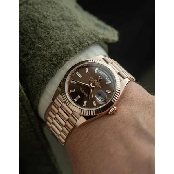 ROLLEX DAY DATE ROSE CHOCOLATE DIAMOND AUTOMATIC HEAVY 467
