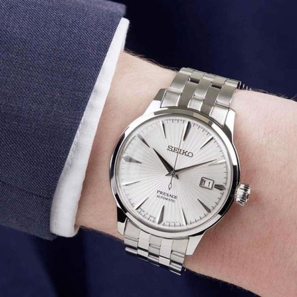 Seiko Prasage Cocktail Time Automatic Japan Date Silver (201)