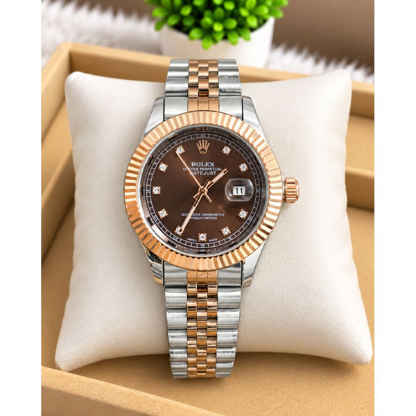 Rollex DateJust Two Tone Brown Diamond Sweep Movement AT294