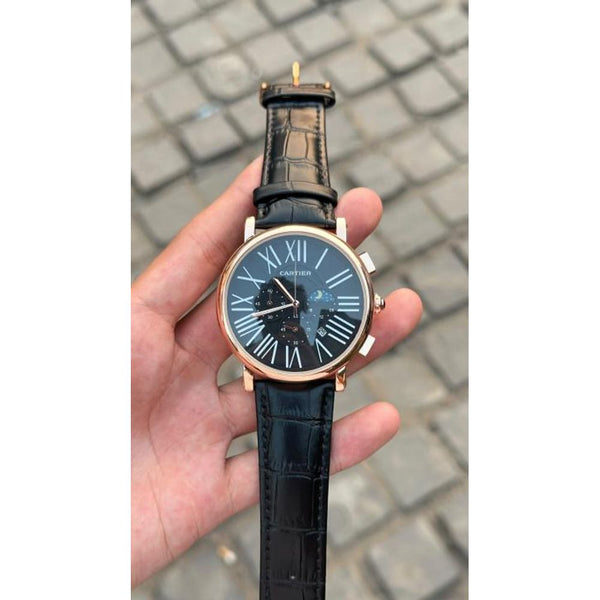 Cartiar sun moon date all working premium leather belt watch
