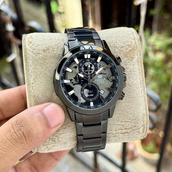 CASI O EDIFIC E WORLD MAP CHRONOGRAPH BLACK 557