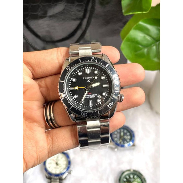 Seiko GMT Open Back Silver Black AT459