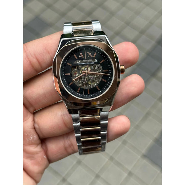 Arman i Exchange Skeleton Square Open Machine Rose Two Tone Black Dial