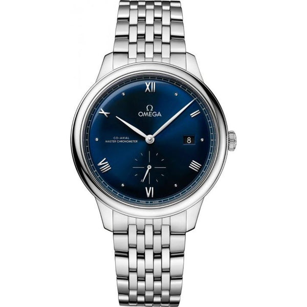 Omegga De Ville Prestige Co-Axial Chronometer Small Second Timepiece Silver Blue Dial (163)