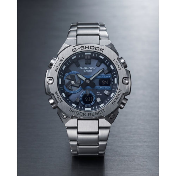 Casio G-Shock GST-B400D-1A Silver Blue Dial