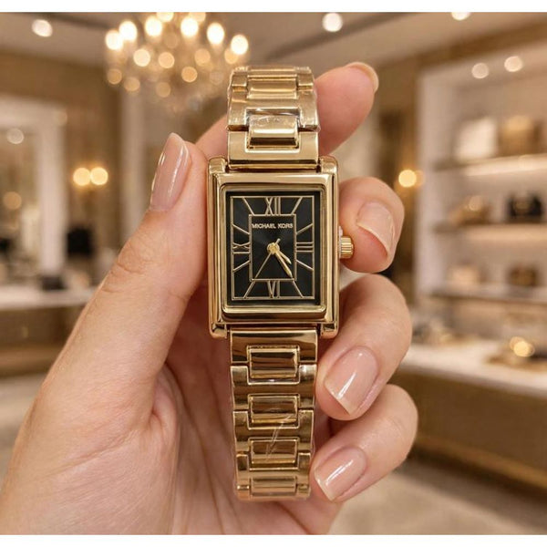 MICHEAL KORS ESSEX GOLD-BLACK WATCH FOR HER 1076