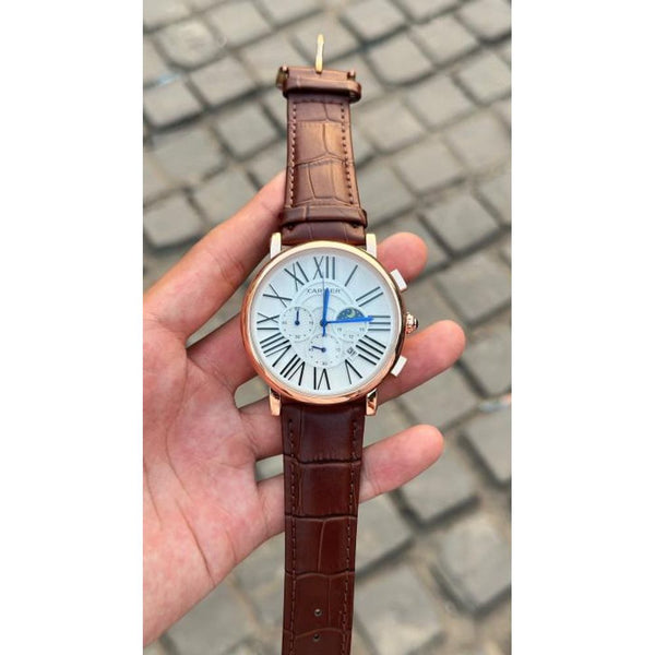 Cartiar sun moon date all working premium leather belt watch