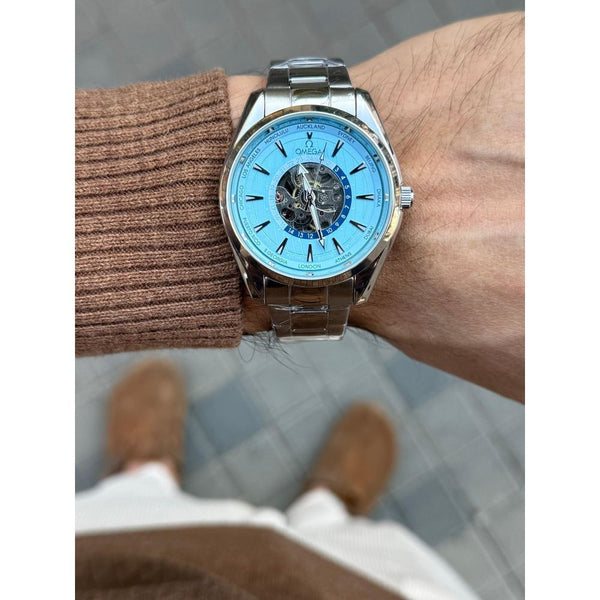 Omeg a Sea Master Aqua Terra World Timer Automatic Silver Tiffany Stainless Steel