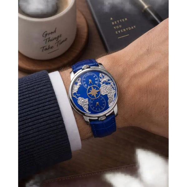 Jacob & Co. The World Is Yours Dual Time Zone blue Silver