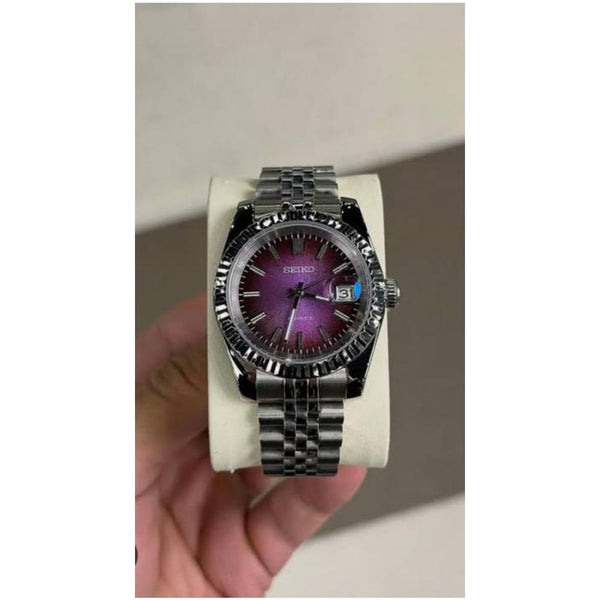 SEIK O MOD DATE JUST PURPLE TEXTURED DIAL 661