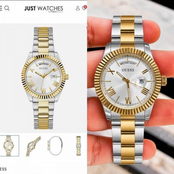 Gues s Day Date Men Dual tone Gold White