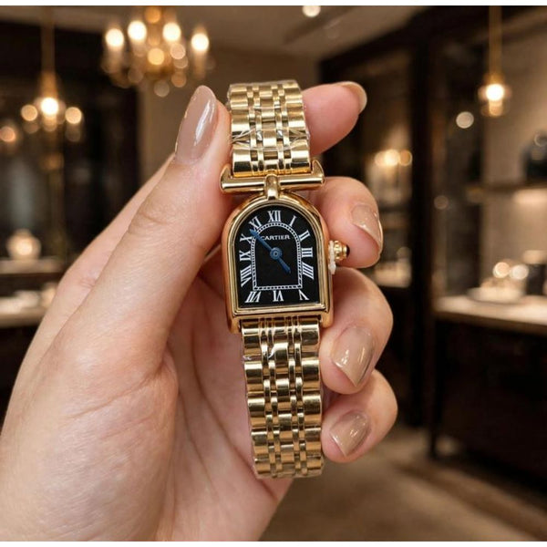 CARTIAR CALANDRE GOLD BLACK WATCH FOR HER 1068