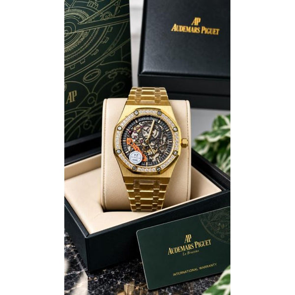 AUDEMAR PIGUET ROYAL OAK SKELETON diamond AUTOMATIC premium quality back open heart open premium stainless steel