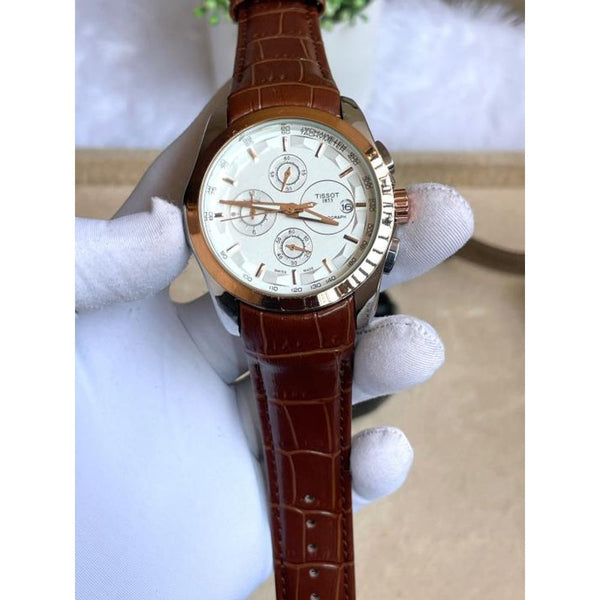 Tisot Couturier Chronograph Brown Copper White AT298