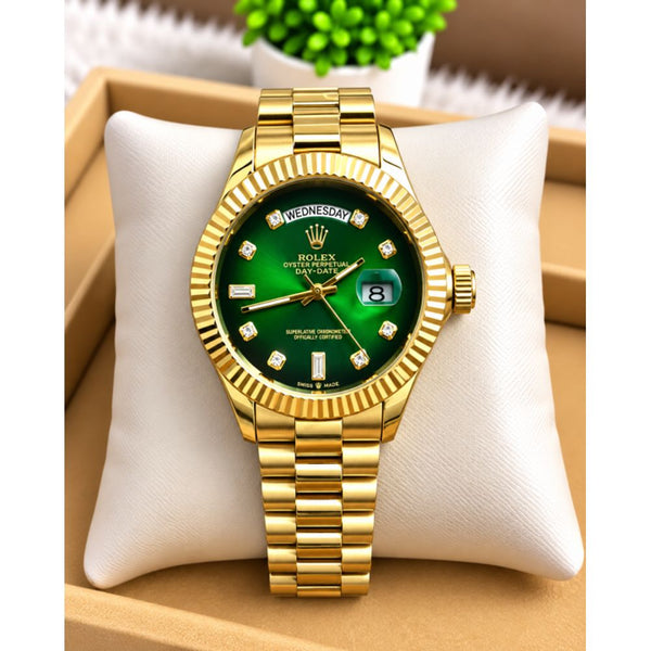 Rollex Day Date Green Diamond Sweep Movement AT299