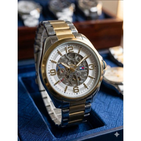 TOMMY HILFIGAR AUTOMATIC WATCH TT GOLD WHITE 499