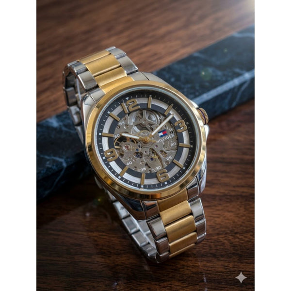 TOMMY HILFIGAR AUTOMATIC WATCH TT GOLD BLACK 498