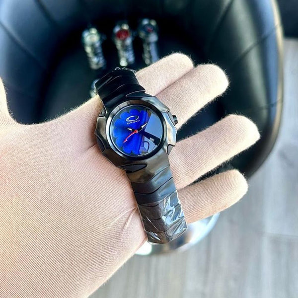 OAKLY MENS BLACK BLUE WATCH