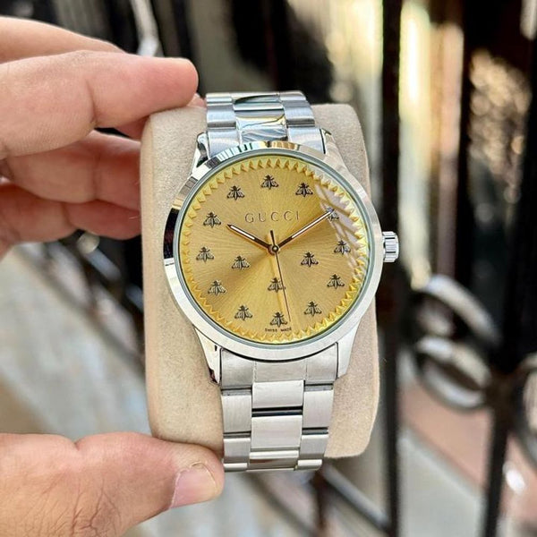 Guchi G-Timeless Bee Silver Light Gold Dial