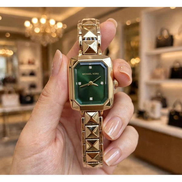 MICHEAL KORS ALANE GOLD GREEN WATCH FOR HER 1098