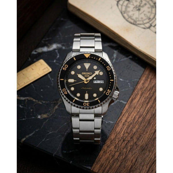 Seiko 5 Sports SRPK31K1 Silver Black Gold Dial