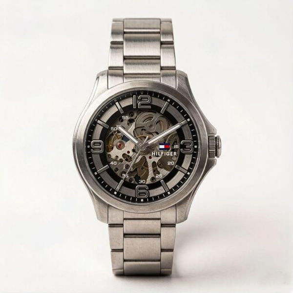 TOMMY HILFIGAR AUTOMATIC WATCH SIL BLACK 502