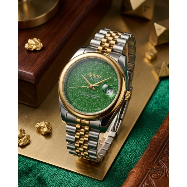 Seiko Galaxy Oyster Perpetual Date Just Two Tone Green Dial