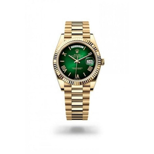 ROLLEX OYSTER PERPETUAL DAY DATE ZR GOLD GREEN SHADED DIAL HVY 45
