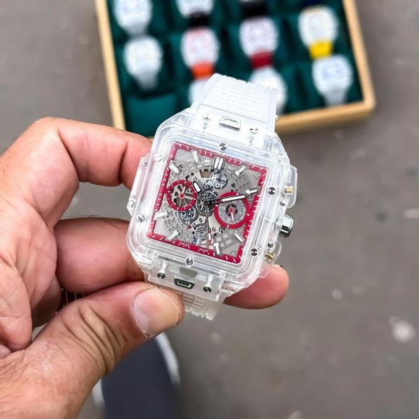 HUBLO_T TRANSPARENT CHORONO WATCH