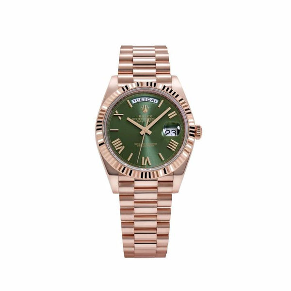 ROLE EX OYSTER PERPETUAL DAY DATE ZR ROSE GREEN DIAL HVY 48